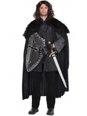 Furry Cloak Black - Mens Viking Costume Medieval Costumes 
